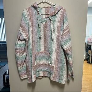 Pastel pink /Green Baja Hoodie Size XL New